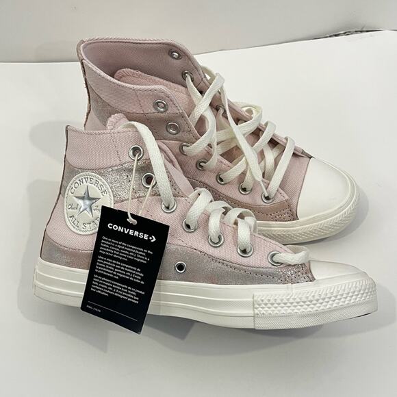 Converse Chuck Taylor All Star suede sneakers in pink metallic 7 - Picture 1 of 11